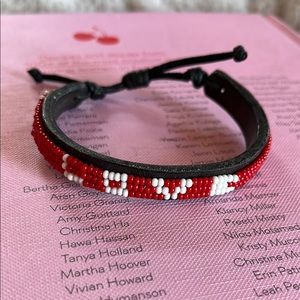 ❤️ LOVE Red and White Beaded Bracelet